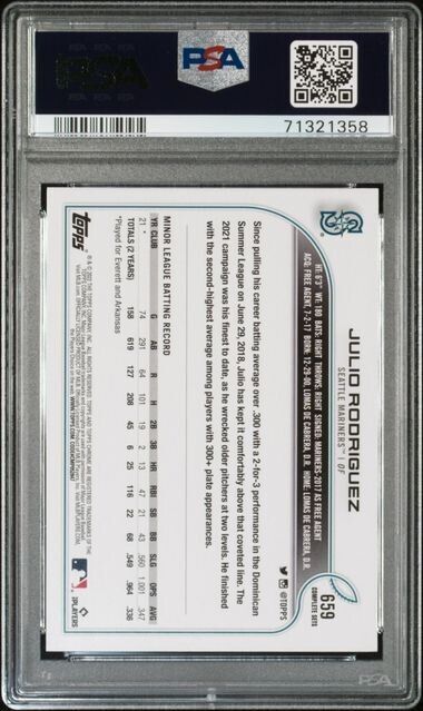 2022 Topps Complete Set Variation Julio Rodriguez Rookie Card #659 PSA 9