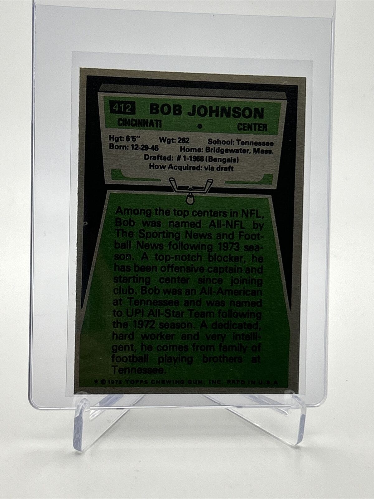 1975 Topps Bob Johnson Football Card #412 NM Quality FREE SHIPPING