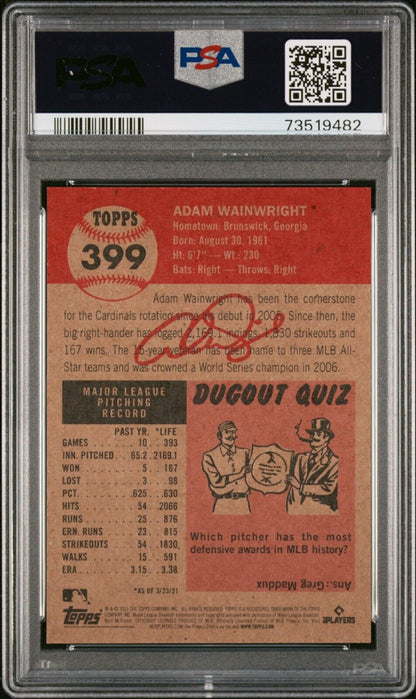 2021 Topps Living Set Adam Wainwright Baseball Card #399 PSA 9 Mint