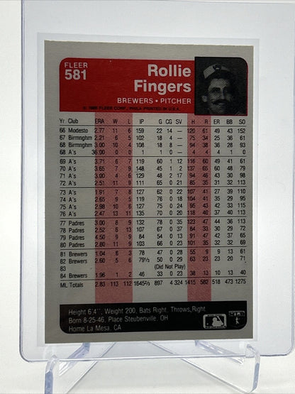 1985 Fleer Rollie Fingers Baseball Card #581 NM-MT FREE SHIPPING