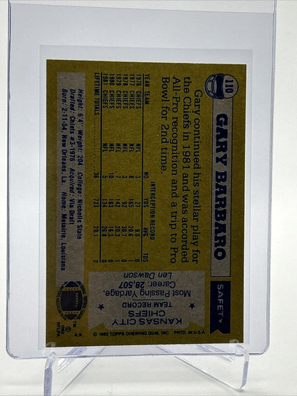 1982 Topps Gary Barbaro Football Card #110 NM-MT FREE SHIPPING
