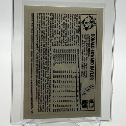 1981 Kellogg's Don Baylor Baseball Card #15 NM-Mint FREE SHIPPING
