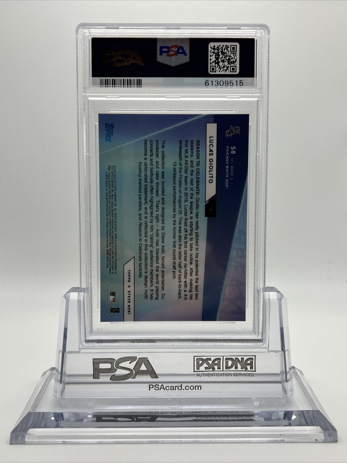 2020 Topps X Steve Aoki Lucas Giolito Baseball Card #58 PSA 9