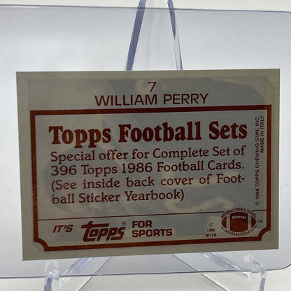 1986 Topps William Perry Rookie Football Sticker Card #7 NM-MT FREE SHIPPING