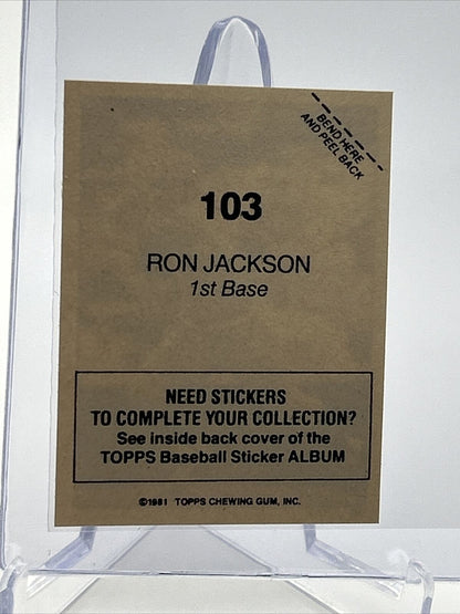 1981 Topps Stickers Ron Jackson Baseball Card #103 NM-Mint FREE SHIPPING