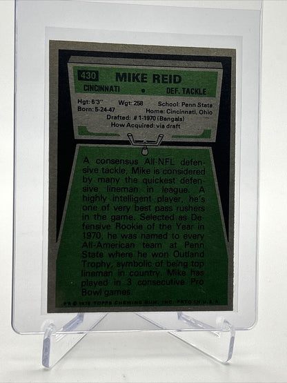 1975 Topps Mike Reid Football Card #430 EX-MT Quality FREE SHIPPING
