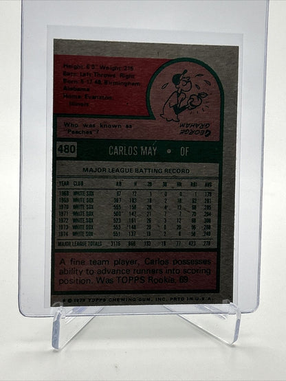 1975 Topps Carlos May Baseball Card #480 NM Quality FREE SHIPPING