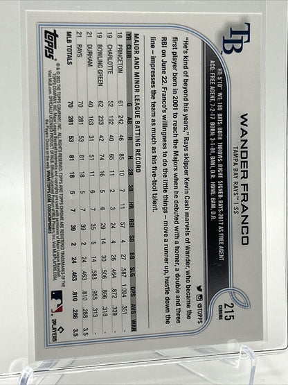 2022 Topps RETAIL SET Wander Franco Rookie Baseball Card #215 Mint FREE SHIPPING