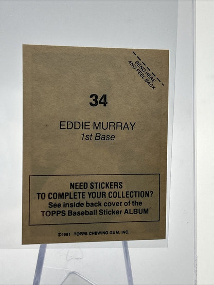 1981 Topps Stickers Eddie Murray Baseball Card #34 NM-Mint FREE SHIPPING