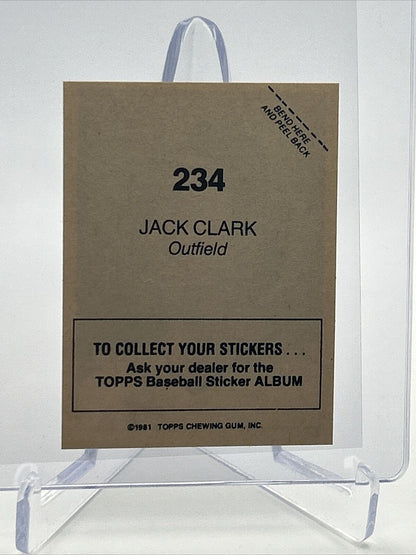 1981 Topps Stickers Jack Clark Baseball Card #234 NM-Mint FREE SHIPPING