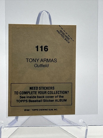 1981 Topps Stickers Tony Armas Baseball Card #116 NM-Mint FREE SHIPPING