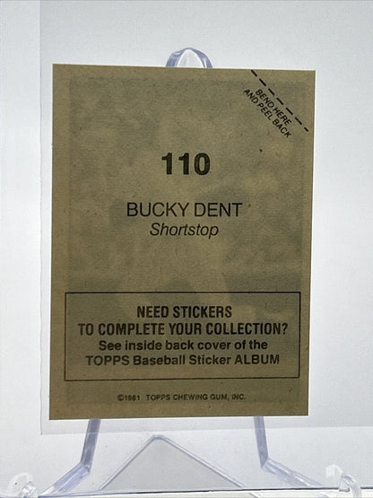 1981 Topps Stickers Bucky Dent Baseball Card #110 NM-Mint FREE SHIPPING
