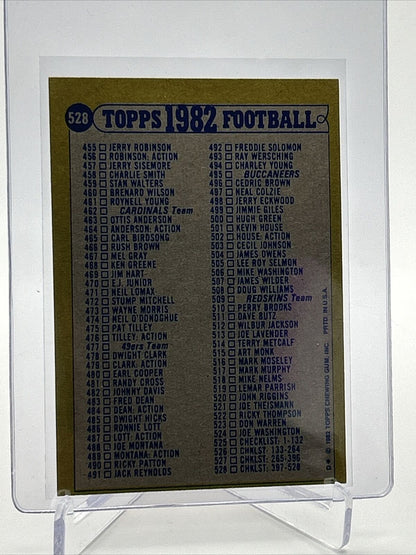 1982 Topps Checklist: 397-528 Football Card #528 NM-MT FREE SHIPPING