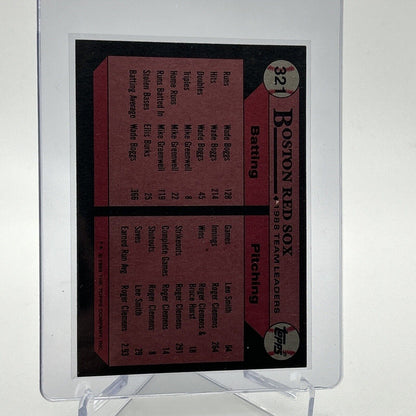 1989 Topps Red Sox Leaders Baseball Card #321 Mint FREE SHIPPING