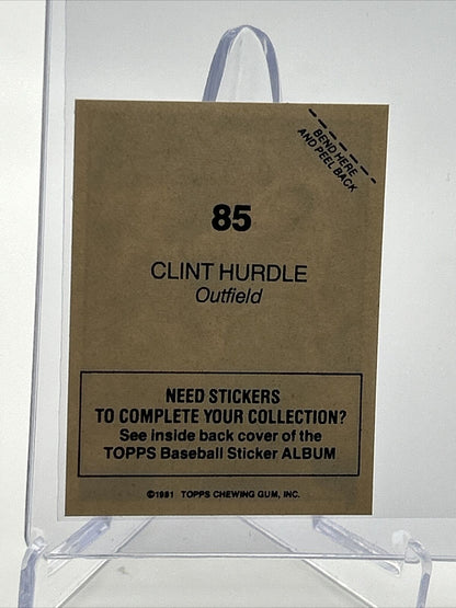 1981 Topps Stickers Clint Hurdle Baseball Card #85 NM-Mint FREE SHIPPING