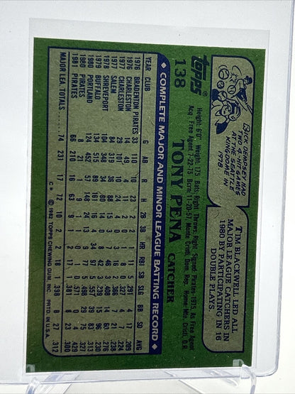 1982 Topps Tony Pena Baseball Card #138 NM-Mint FREE SHIPPING