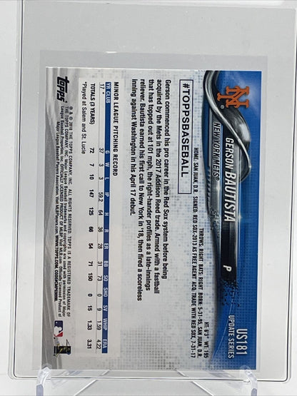 2018 Topps Update Gerson Bautista Rookie Baseball Card #US181 Mint FREE SHIPPING