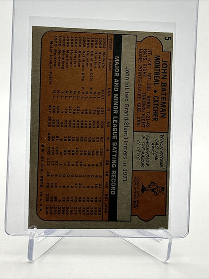 1972 Topps John Bateman Baseball Card #5 VG-EX Quality FREE SHIPPING