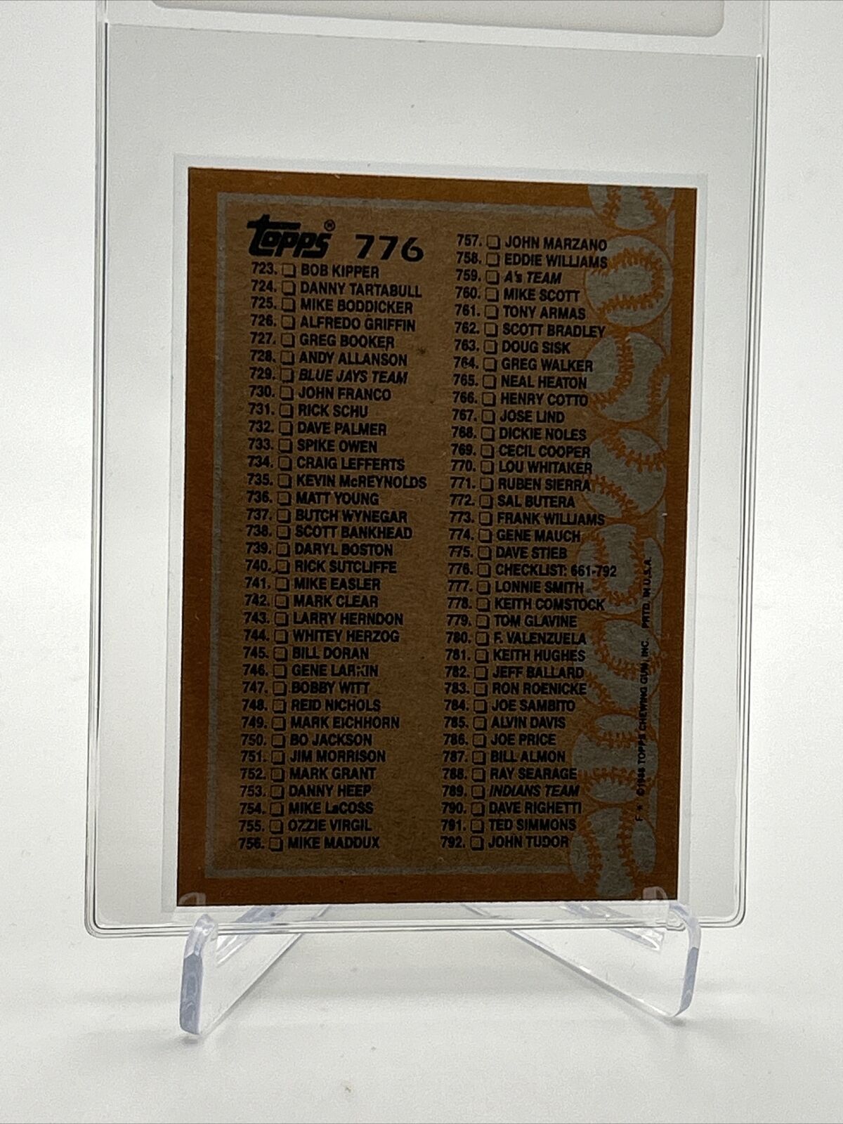 1988 Topps Checklist: 661-792 Baseball Card #776 Mint FREE SHIPPING