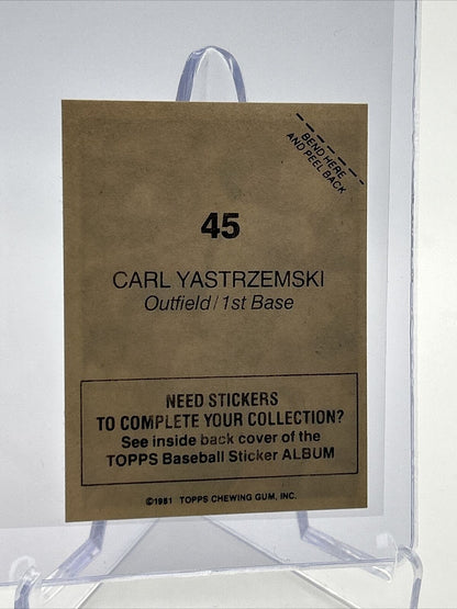 1981 Topps Stickers Carl Yastrzemski Baseball Card #45 NM-Mint FREE SHIPPING