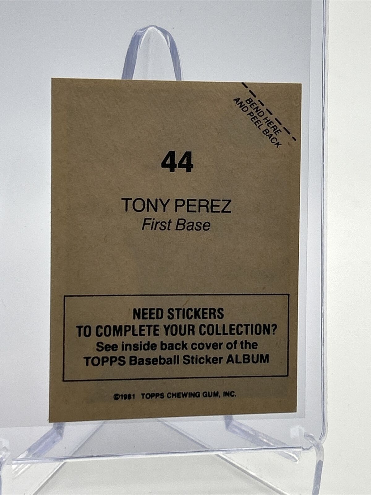 1981 Topps Stickers Tony Perez Baseball Card #44 NM-Mint FREE SHIPPING