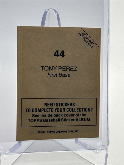 1981 Topps Stickers Tony Perez Baseball Card #44 NM-Mint FREE SHIPPING
