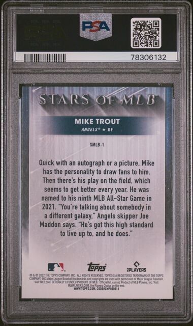 2022 Topps Stars of MLB Mike Trout Baseball Card #SMLB1 PSA 9 Mint