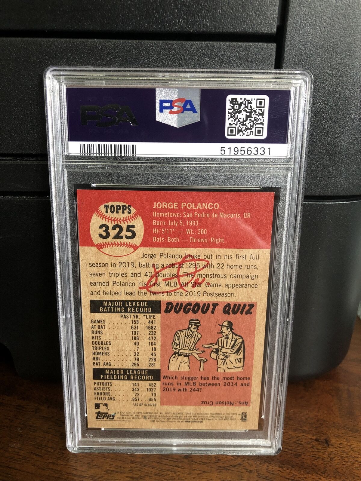 2020 Topps Living Set Jorge Polanco Baseball Card #325 PSA 9 Mint