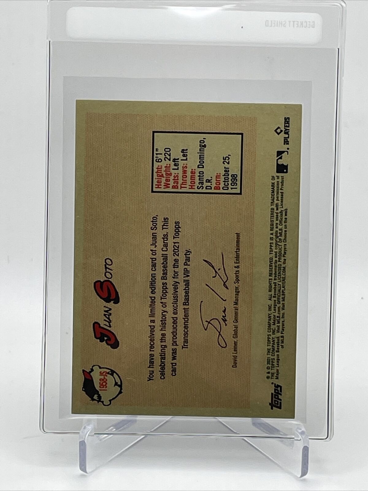 2021 Topps Transcendent Juan Soto Baseball Card #1958-JS 35/95 1958 Topps