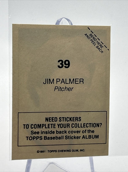 1981 Topps Stickers Jim Palmer Baseball Card #39 NM-Mint FREE SHIPPING
