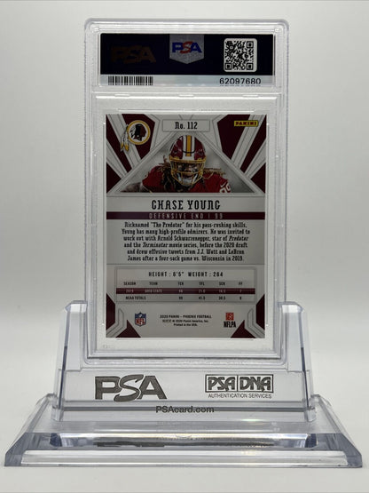 2020 Panini Phoenix Fire Burst Chase Young Rookie Football Card #112 PSA 9
