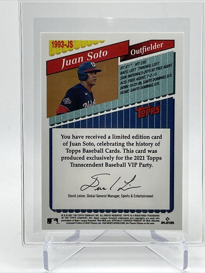 2021 Topps Transcendent Juan Soto Baseball Card #1993-JS 35/95 1993 Topps