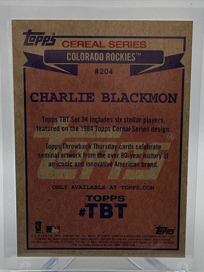 2020 Topps Throwback Thursday Charlie Blackmon Card #204 Mint FREE SHIPPING