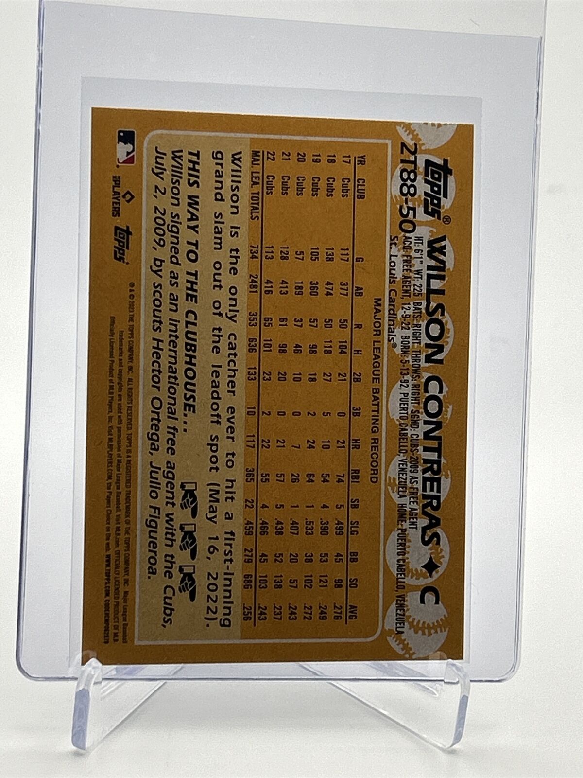 2023 Topps 1988 Topps 35th Willson Contreras Baseball Card 2T88-50 FREE SHIPPING