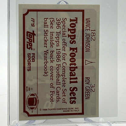 1986 Topps Roy Green/Vance Johnson Sticker Card #32/182 NM-MT FREE SHIPPING