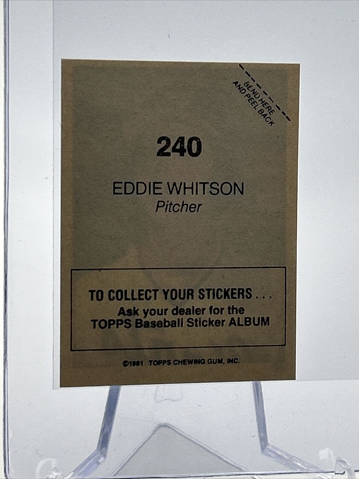 1981 Topps Stickers Eddie Whitson Baseball Card #240 NM-Mint FREE SHIPPING