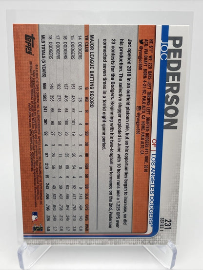 2019 Topps Joc Pederson Baseball Card #231 Mint FREE SHIPPING