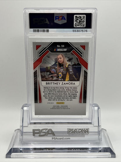 2020 Panini Prizm SILVER PRIZM Brittney Zamora Rookie Racing Card #59 PSA 10