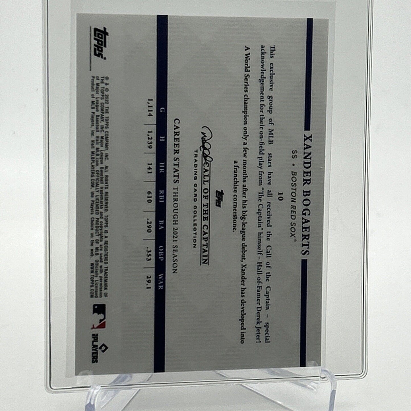 2022 Topps x Derek Jeter Xander Bogaerts Baseball Card #10 Mint FREE SHIPPING
