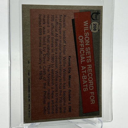 1981 Topps Willie Wilson Baseball Card #208 NM-Mint FREE SHIPPING