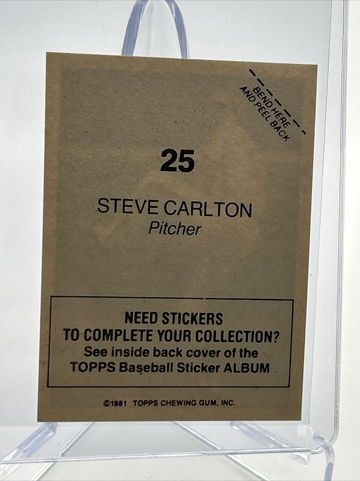 1981 Topps Stickers Steve Carlton Baseball Card #25 NM-Mint FREE SHIPPING