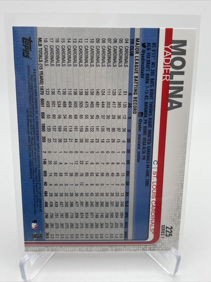 2019 Topps Yadier Molina Baseball Card #225 Mint FREE SHIPPING
