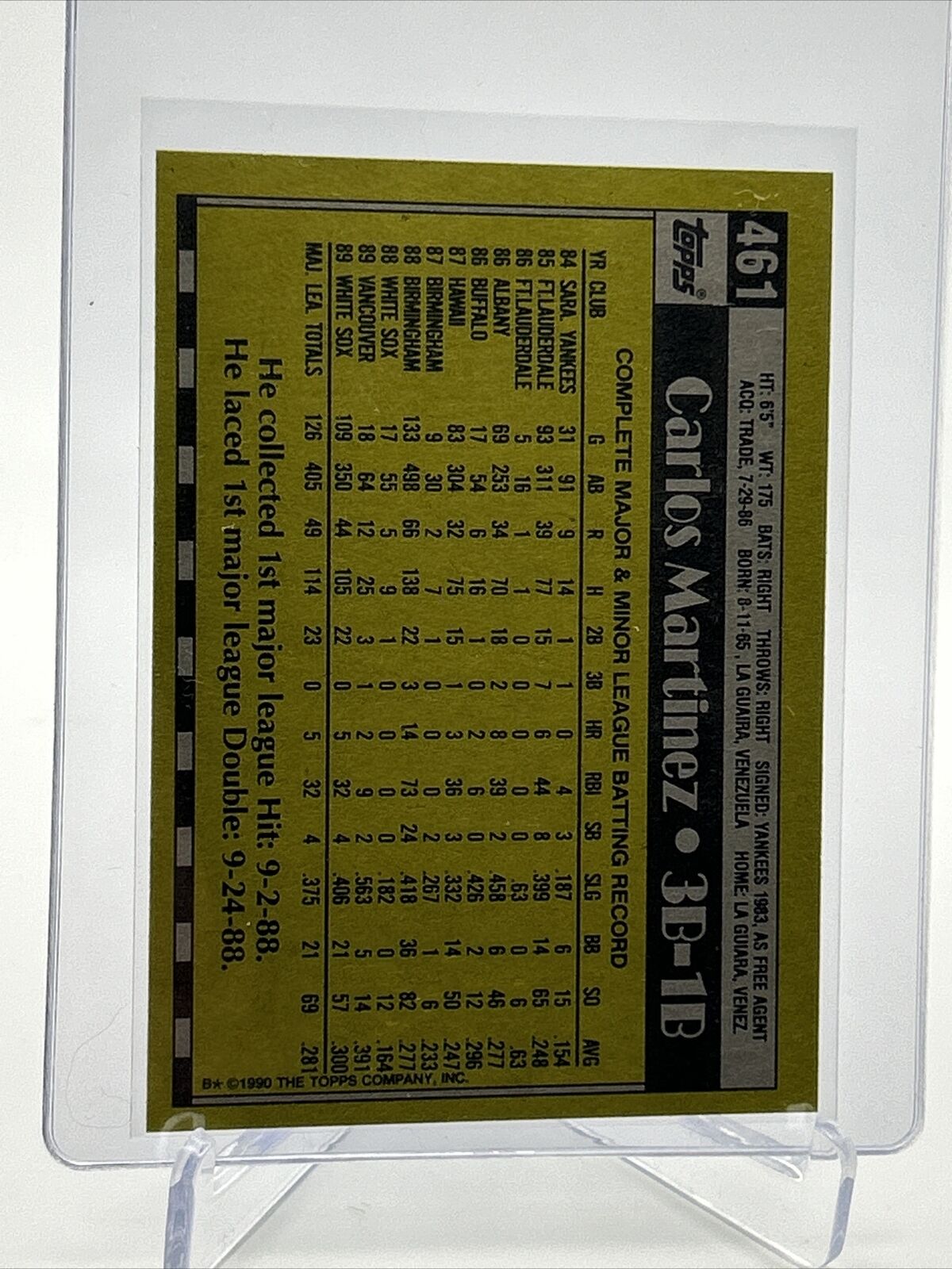 1990 Topps Carlos Martinez Baseball Card #461 Mint FREE SHIPPING