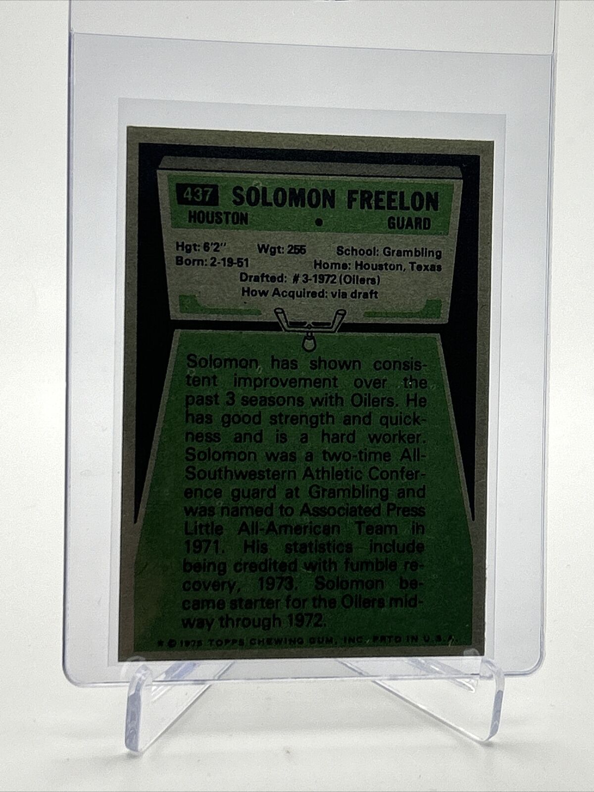 1975 Topps Solomon Freelon Football Card #437 EX-MT Quality FREE SHIPPING