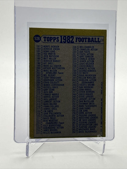 1982 Topps Checklist: 133-264 Football Card #526 NM-MT FREE SHIPPING