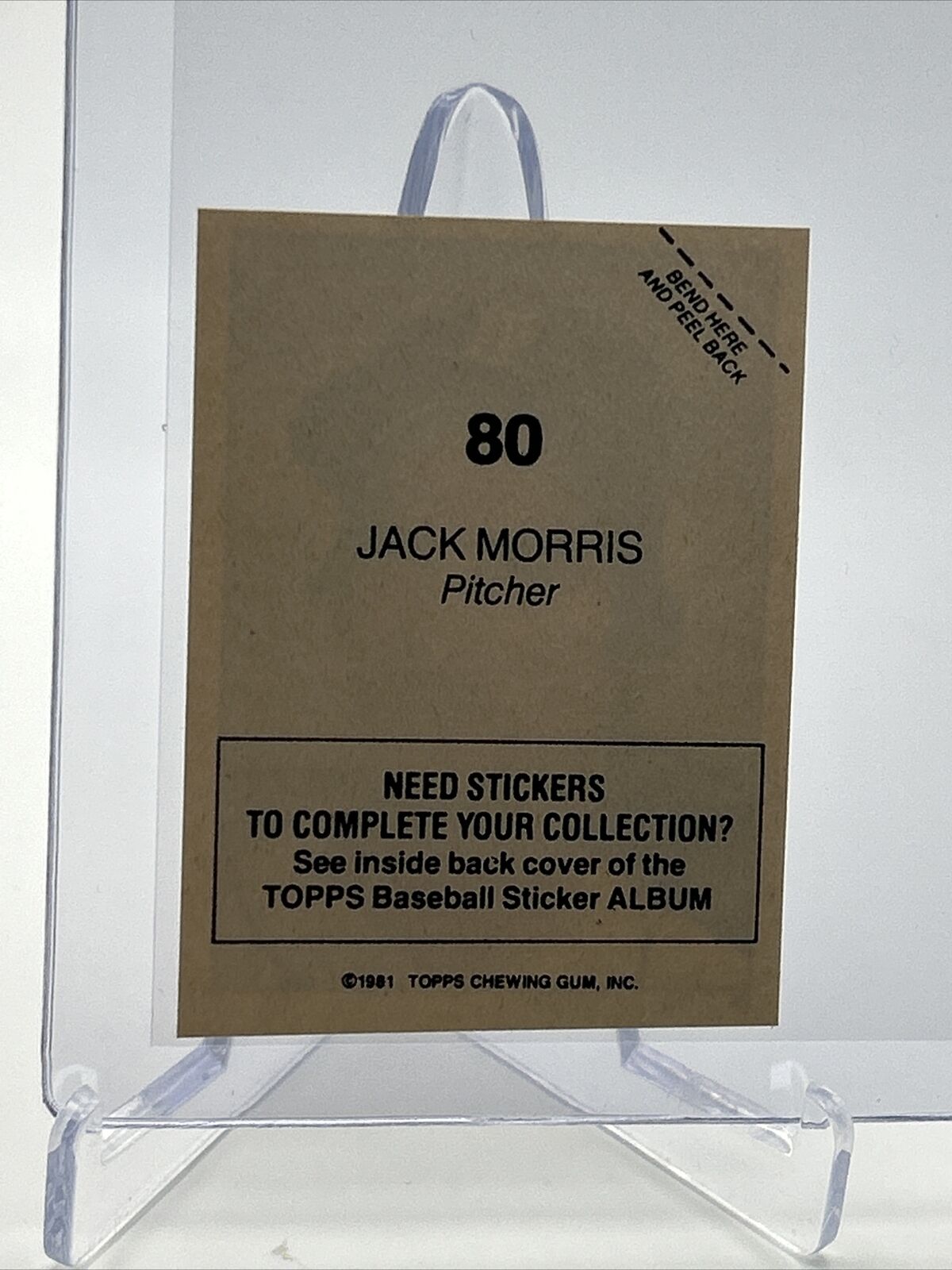 1981 Topps Stickers Jack Morris Baseball Card #80 NM-Mint FREE SHIPPING
