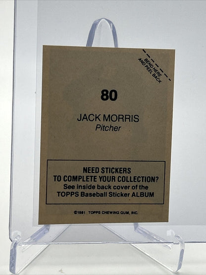 1981 Topps Stickers Jack Morris Baseball Card #80 NM-Mint FREE SHIPPING