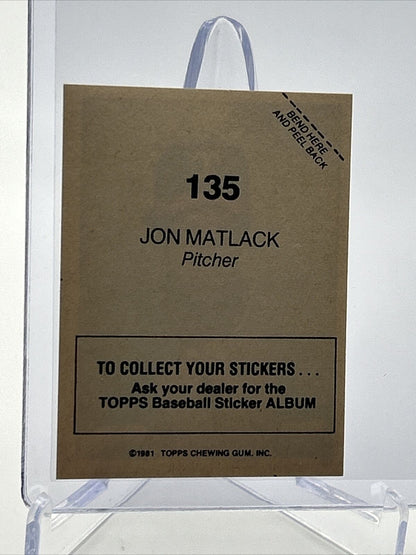 1981 Topps Stickers Jon Matlack Baseball Card #135 NM-Mint FREE SHIPPING