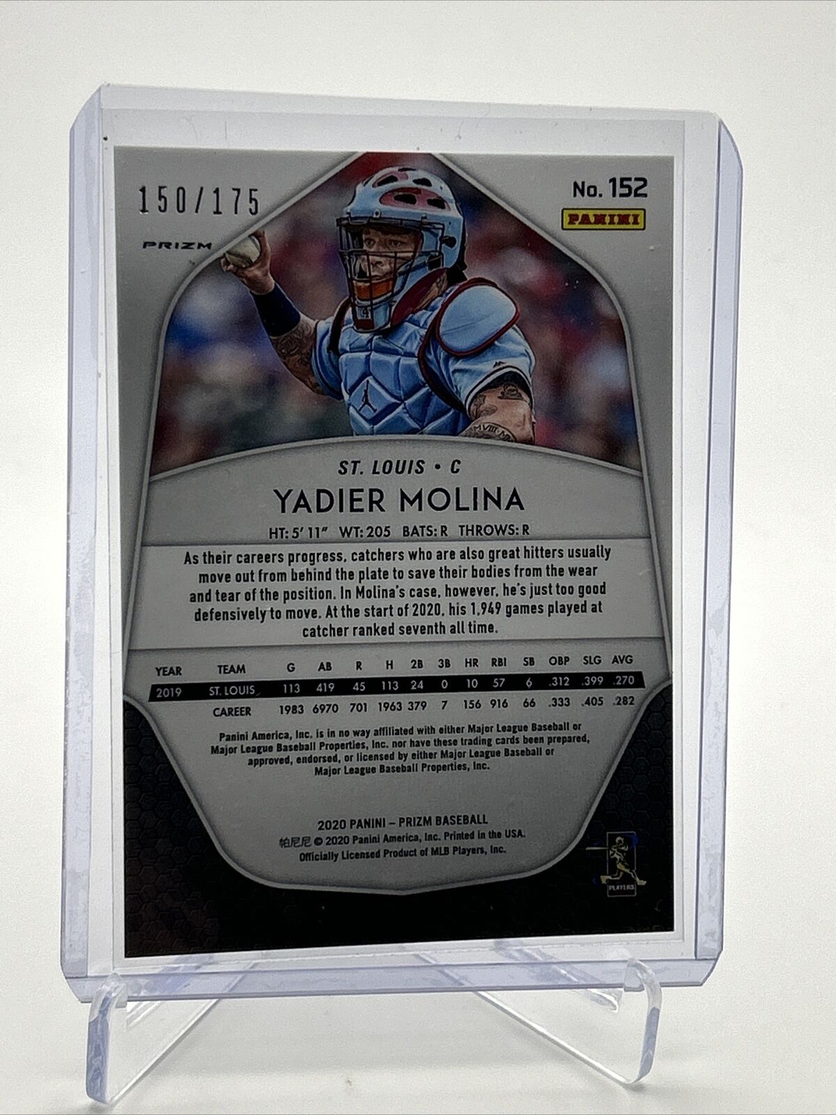 2020 Panini Prizm Tier II Blue Mojo Prizm /150 Yadier Molina #152 FREE SHIPPING