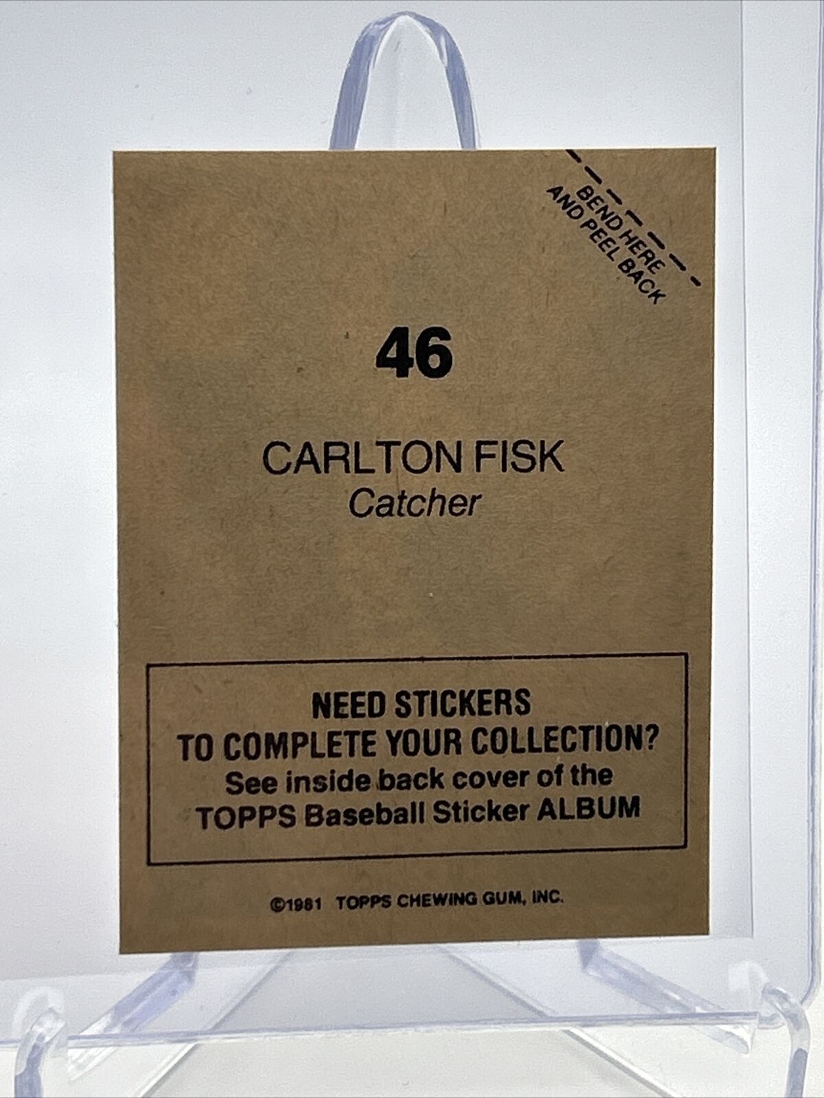 1981 Topps Stickers Carlton Fisk Baseball Card #46 NM-Mint FREE SHIPPING